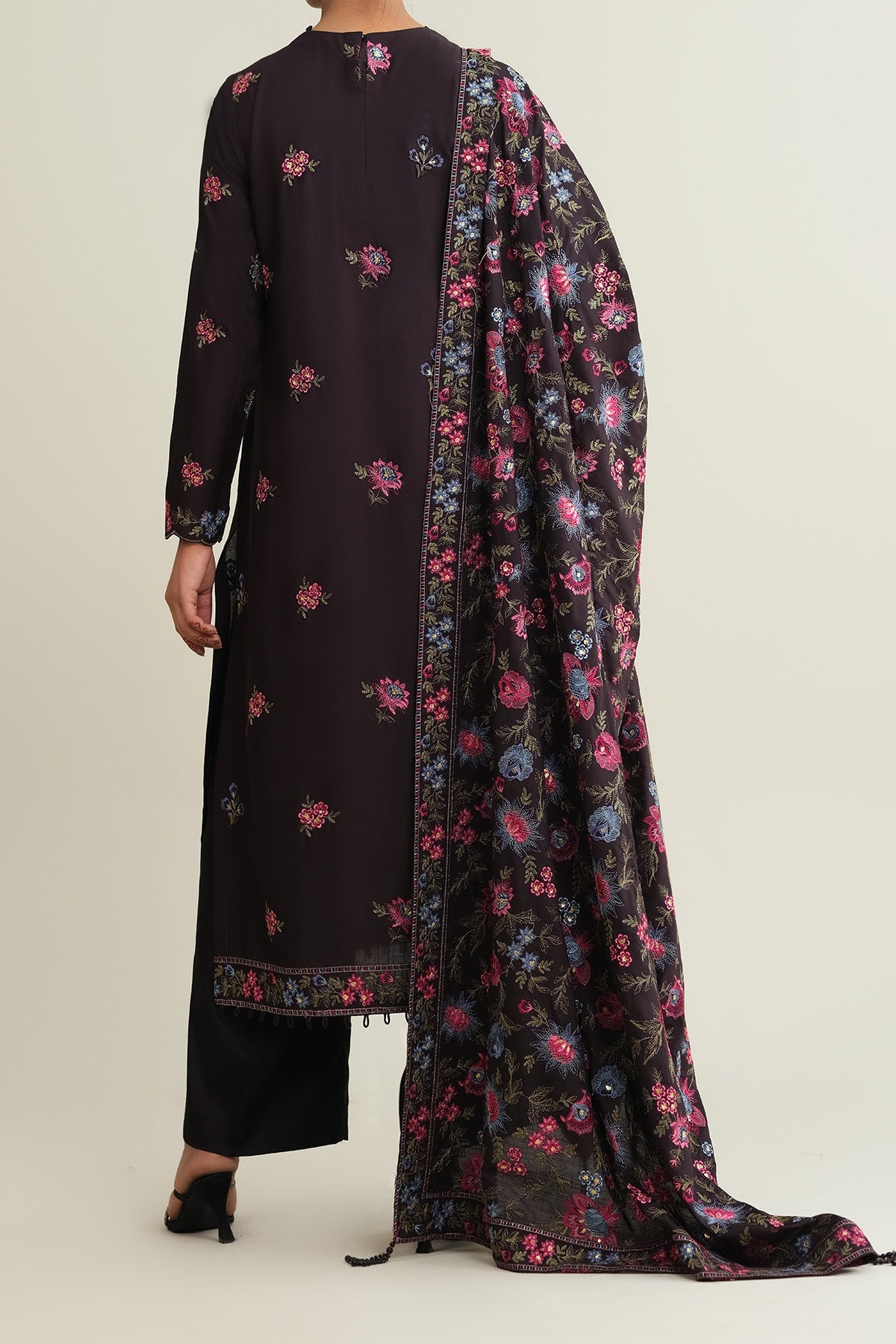 3 PIECE UNSTITCHED - RAW SILK | EMBROIDERED