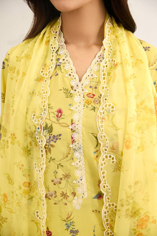 3 PIECE UNSTITCHED - LAWN  |  EMBROIDERED