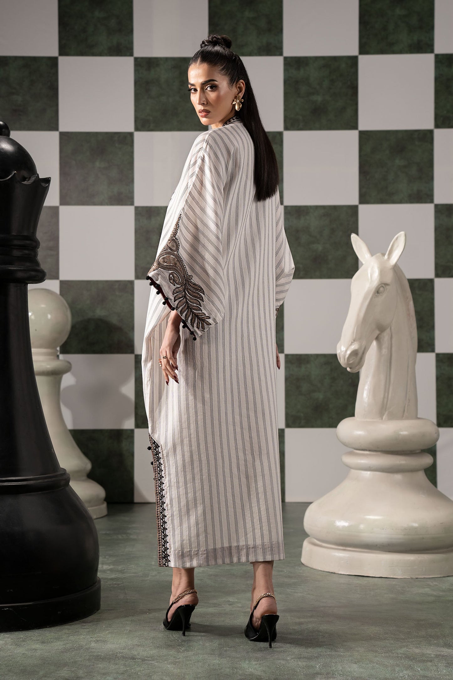 2 PIECE STITCHED - STRIPED COTTON | EMBROIDERED