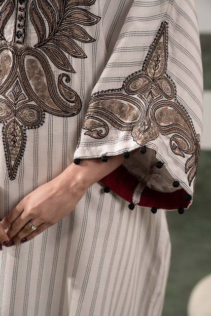 2 PIECE STITCHED - STRIPED COTTON | EMBROIDERED