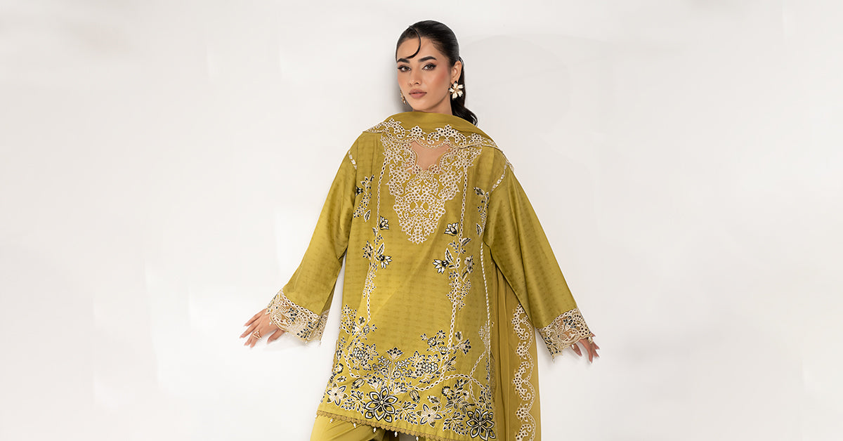 3 PIECE STITCHED - DOBBY LAWN | EMBROIDERED