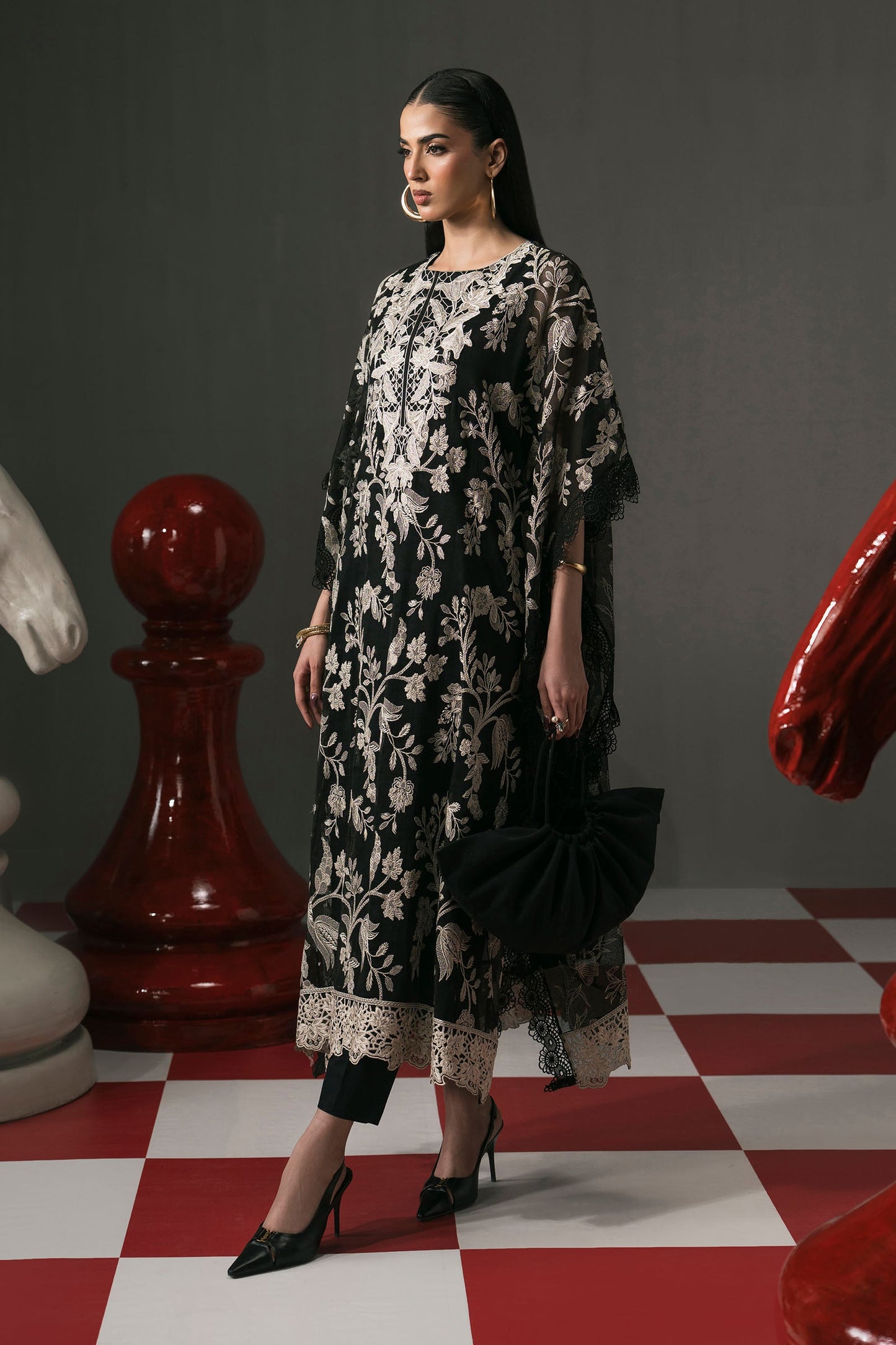 3 PIECE STITCHED - COTTON NET | EMBROIDERED