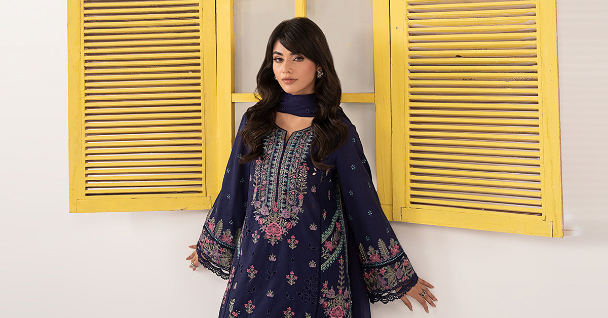 3 PIECE STITCHED - DOBBY LAWN | EMBROIDERED