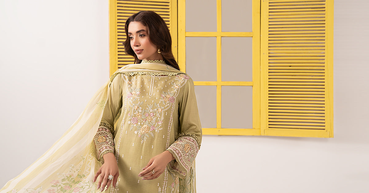 3 PIECE STITCHED - DOBBY LAWN | EMBROIDERED