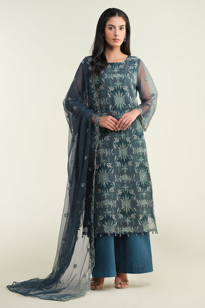 4 PIECE UNSTITCHED - POLY NET | EMBROIDERED