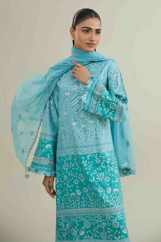 3 PIECE UNSTITCHED - RAW SILK | EMBROIDERED