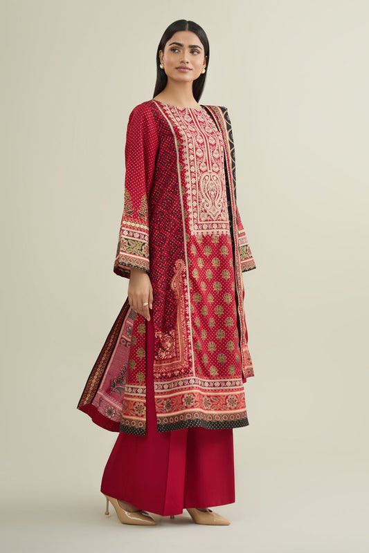 3 PIECE UNSTITCHED - RAW SILK  |  EMBROIDERED