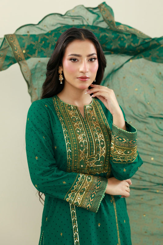 3 PIECE UNSTITCHED - RAW SILK  |  EMBROIDERED