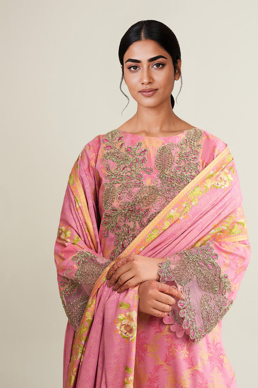 3 PIECE UNSTITCHED - RAW SILK | PRINTED