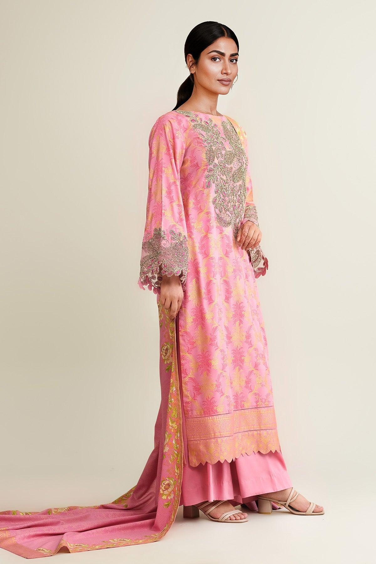 3 PIECE UNSTITCHED - RAW SILK | PRINTED