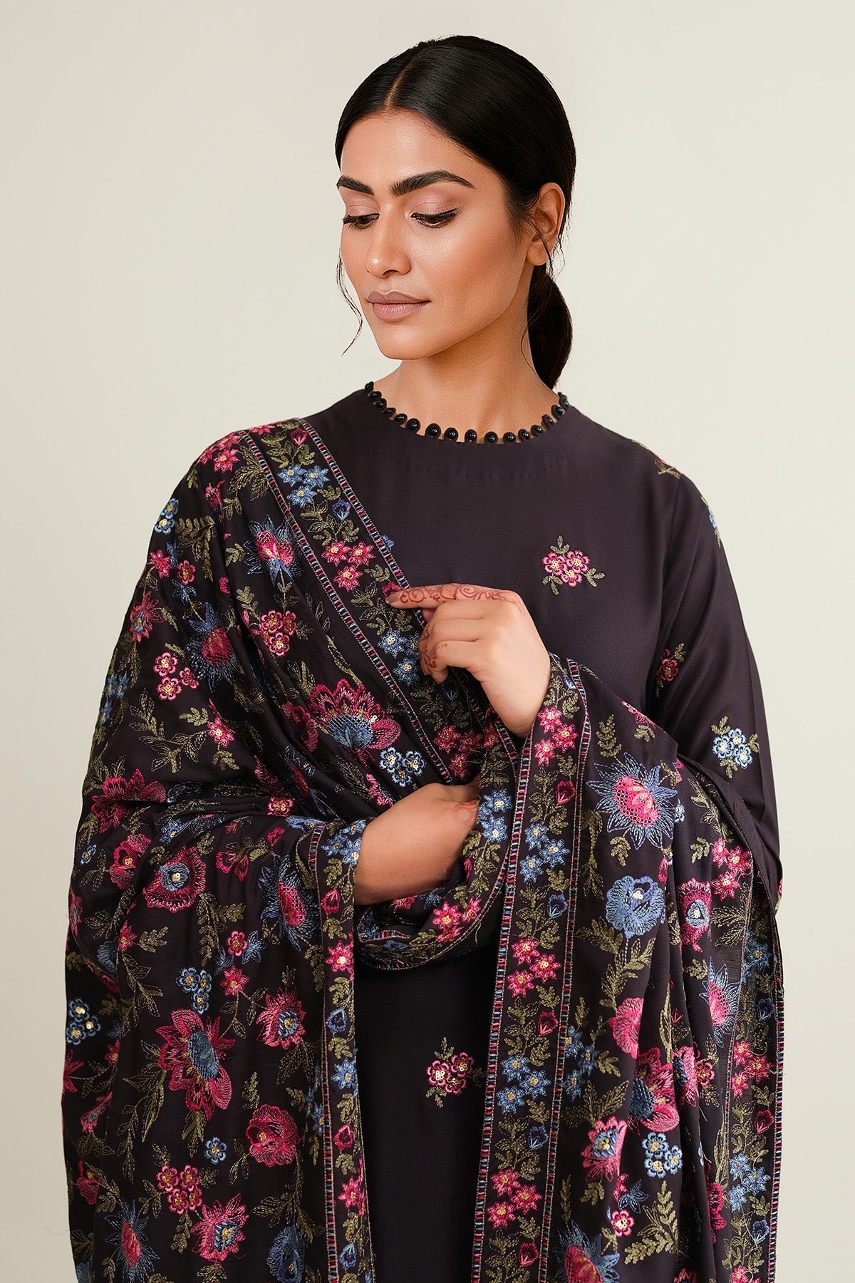 3 PIECE UNSTITCHED - RAW SILK | EMBROIDERED