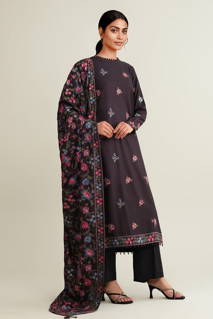 3 PIECE UNSTITCHED - RAW SILK | EMBROIDERED