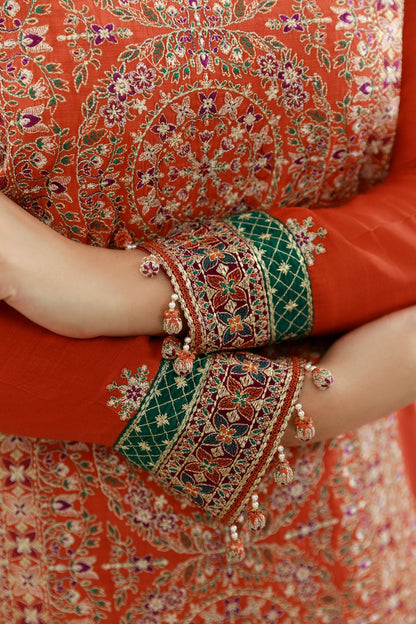 3 PIECE UNSTITCHED - RAW SILK  |  EMBROIDERED