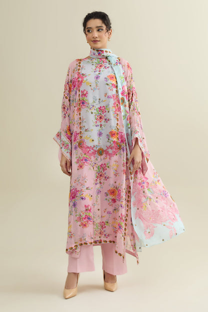 4 PIECE UNSTITCHED - CHINA SILK  |  EMBROIDERED