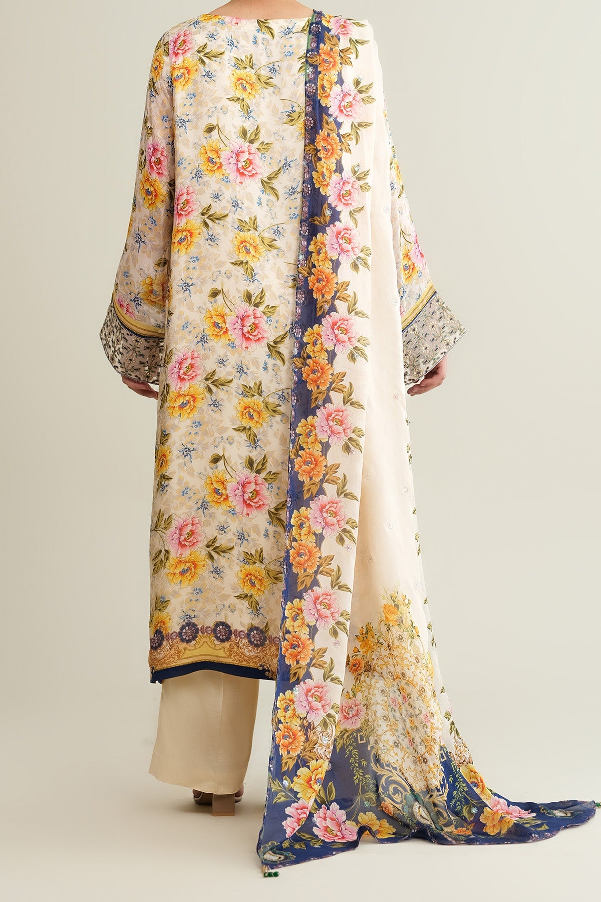 4 PIECE UNSTITCHED - CHINA SILK | PRINTED