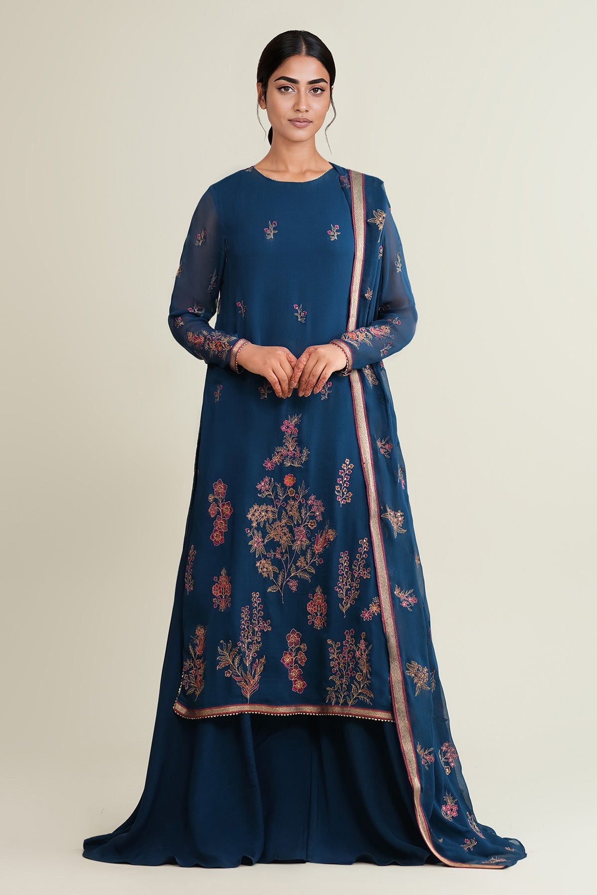 4 PIECE UNSTITCHED - BAMBER CHIFFFON | EMBROIDERED