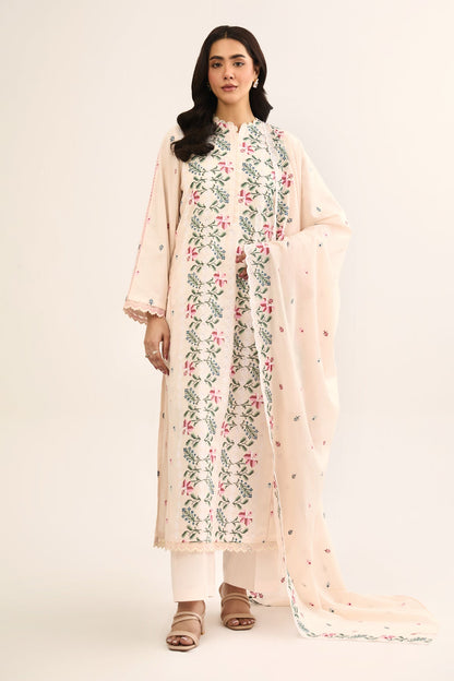 3 PIECE UNSTITCHED - LAWN | EMBROIDERED