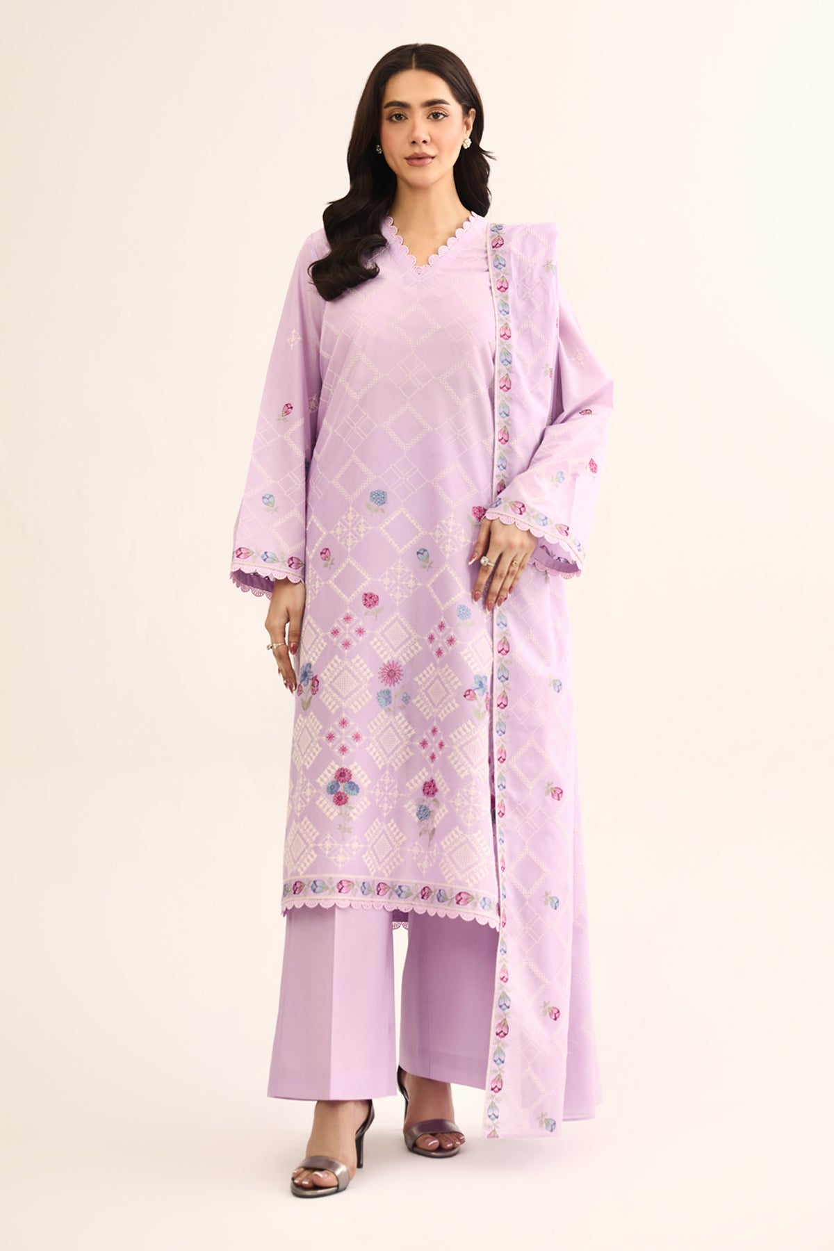 3 PIECE UNSTITCHED - LAWN | EMBROIDERED