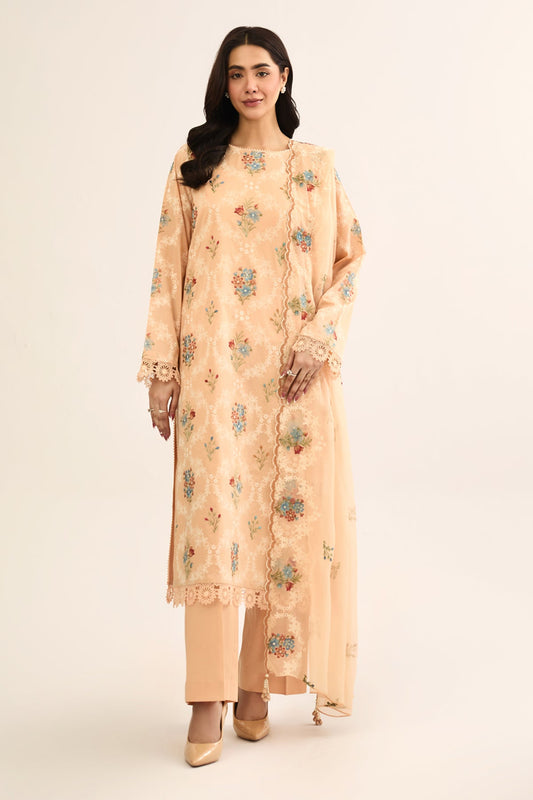 3 PIECE UNSTITCHED - LAWN | EMBROIDERED