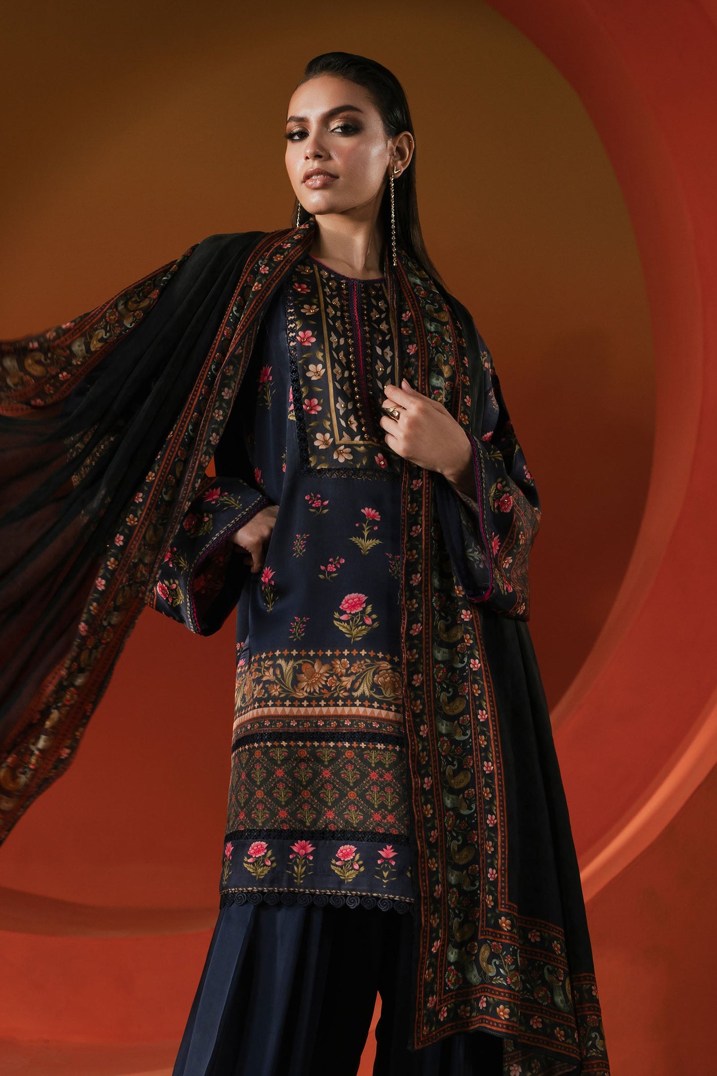 3 PIECE STITCHED - SATIN SILK | PRINTED