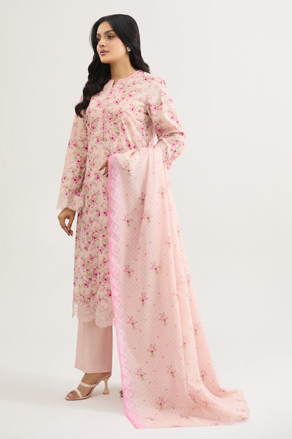 3 PIECE UNSTITCHED - LAWN | EMBROIDERED