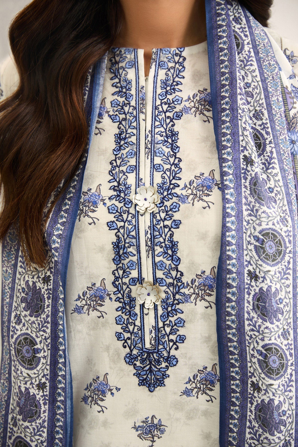 3 PIECE UNSTITCHED - LAWN | EMBROIDERED