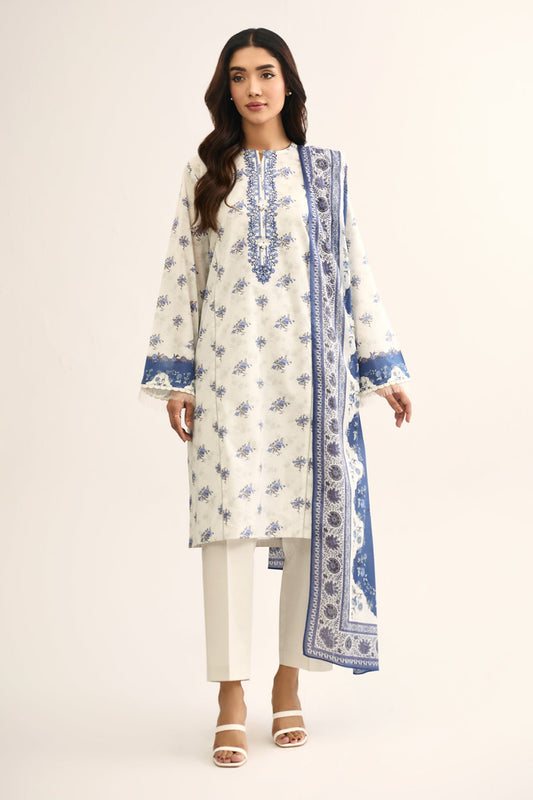 3 PIECE UNSTITCHED - LAWN | EMBROIDERED